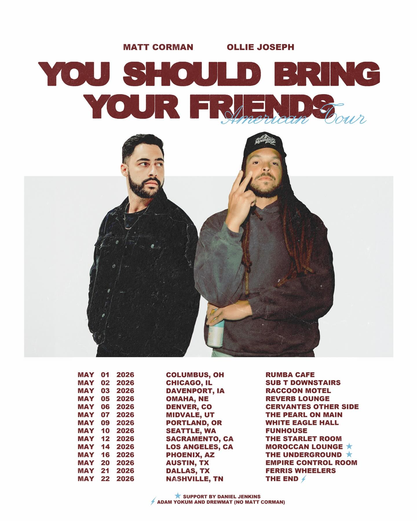 Matt Corman You Should Bring Your Friends American Tour Poster 2026